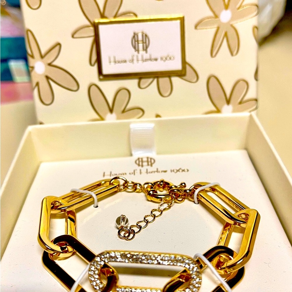 NIB House of Harlow Chunky Gold link Bracelet